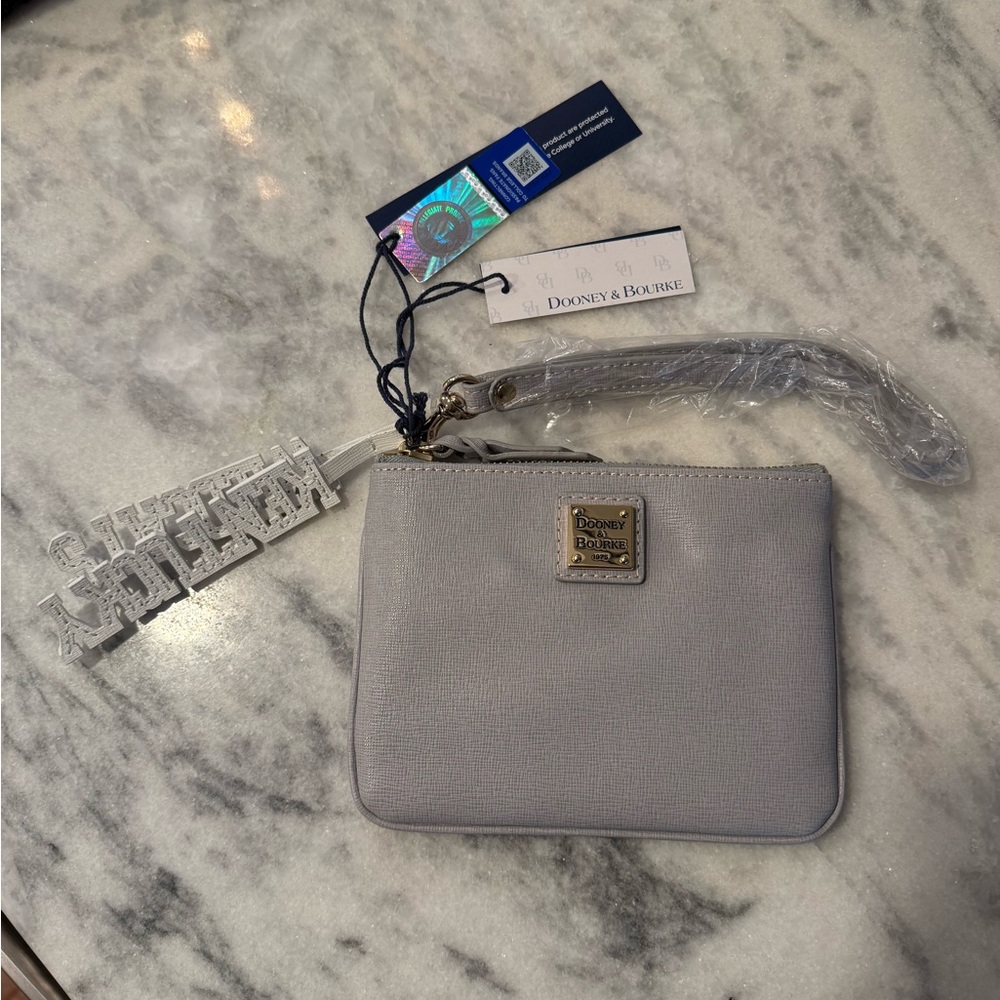 Dooney & Bourke Light Gray Wristlet with Kentucky Wildcats Accent